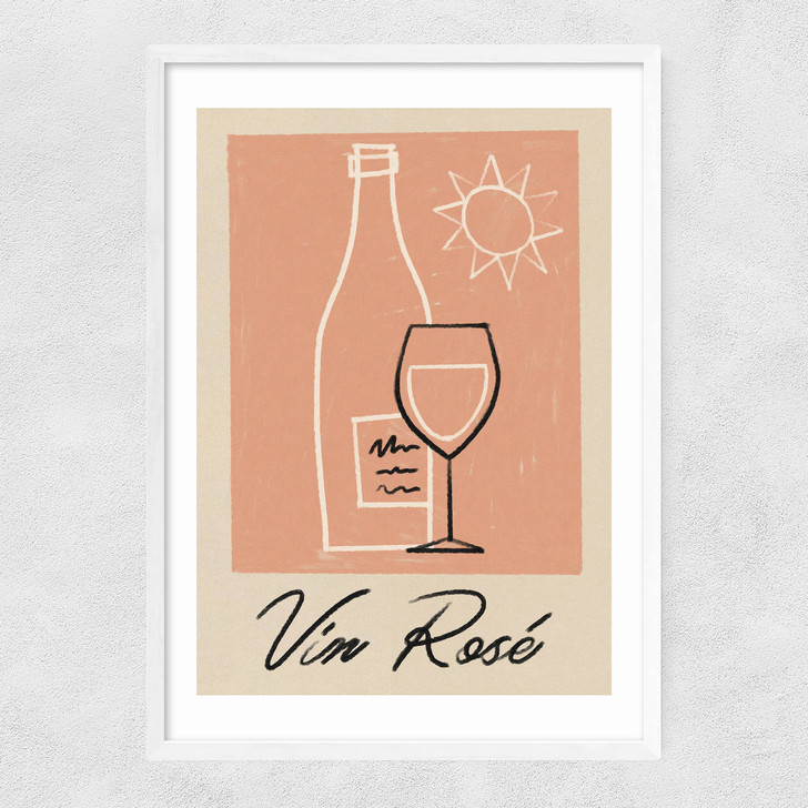 Vin Rose Narrow White Frame