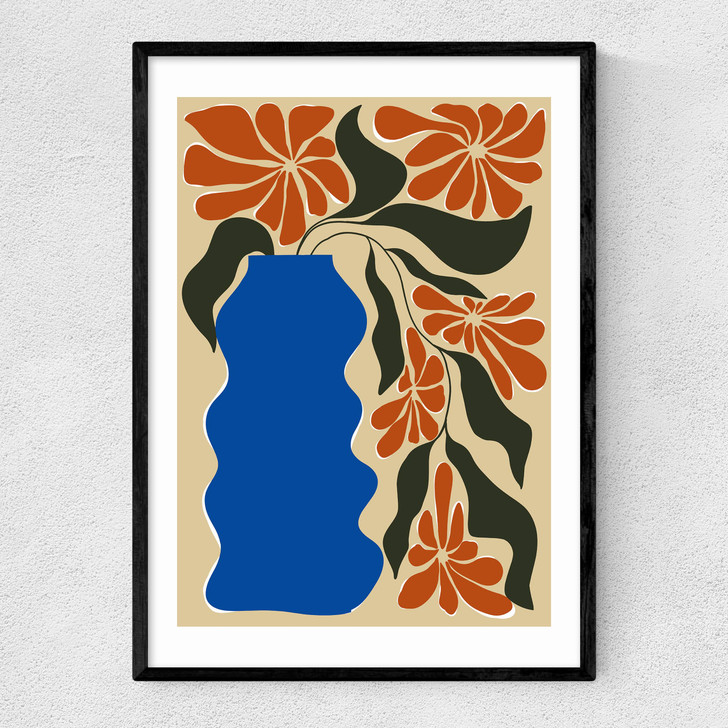 Tropical Flower Pot Narrow Black Frame Tropical Flower Pot Narrow Black Frame