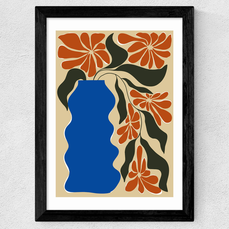 Tropical Flower Pot Wide Black Frame