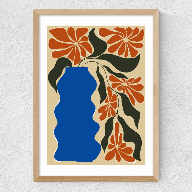 Tropical Flower Pot Medium Oak Frame