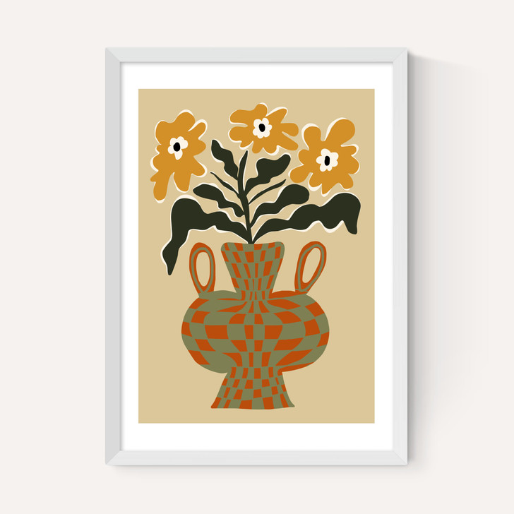 Vintage Flower Vase With Check