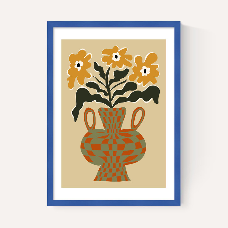 Vintage Flower Vase With Check