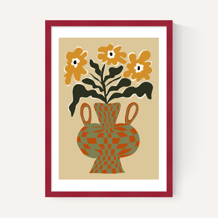 Vintage Flower Vase With Check