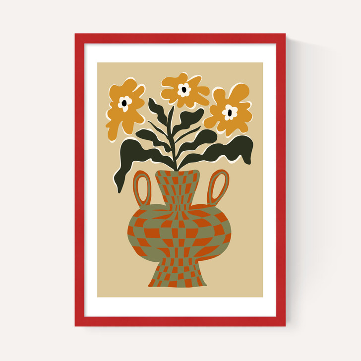 Vintage Flower Vase With Check
