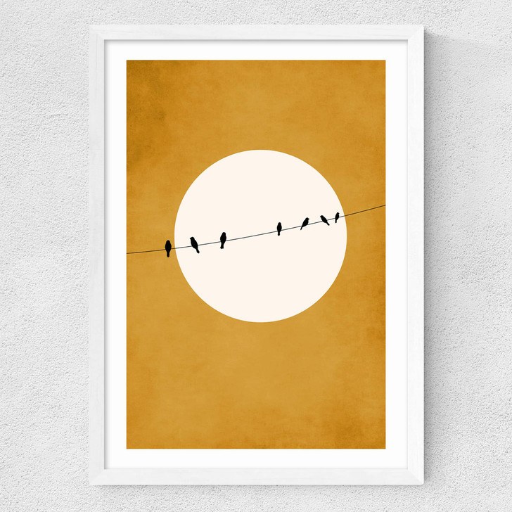 Chirping And Chilling (At Night) Medium White Frame