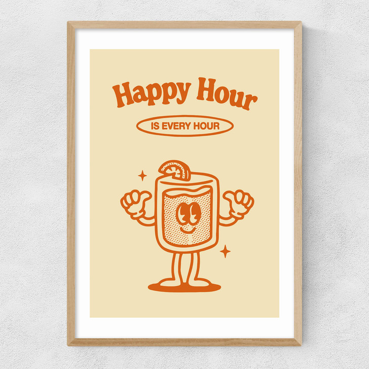 Happy Hour Is Every Hour Narrow Oak Frame Happy Hour Is Every Hour Narrow Oak Frame