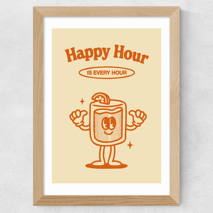 Happy Hour Is Every Hour Wide Oak Frame