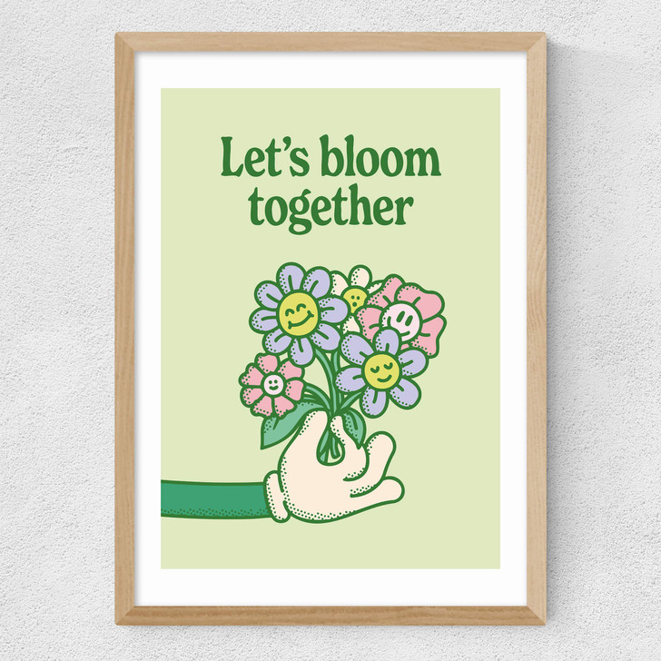 Let's Bloom Together Medium Oak Frame