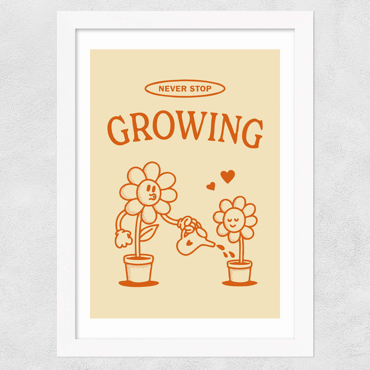 Never Stop Growing Wide White Frame
