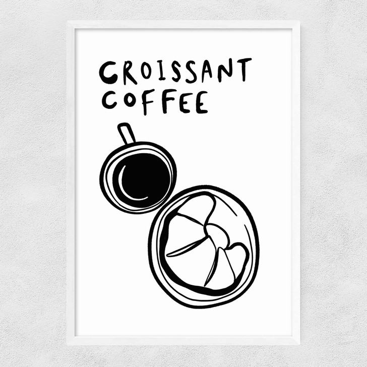 Croissant Coffee Narrow White Frame