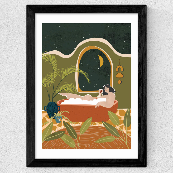 Bubble Bath Wine Wide Black Frame Bubble Bath Wine Wide Black Frame