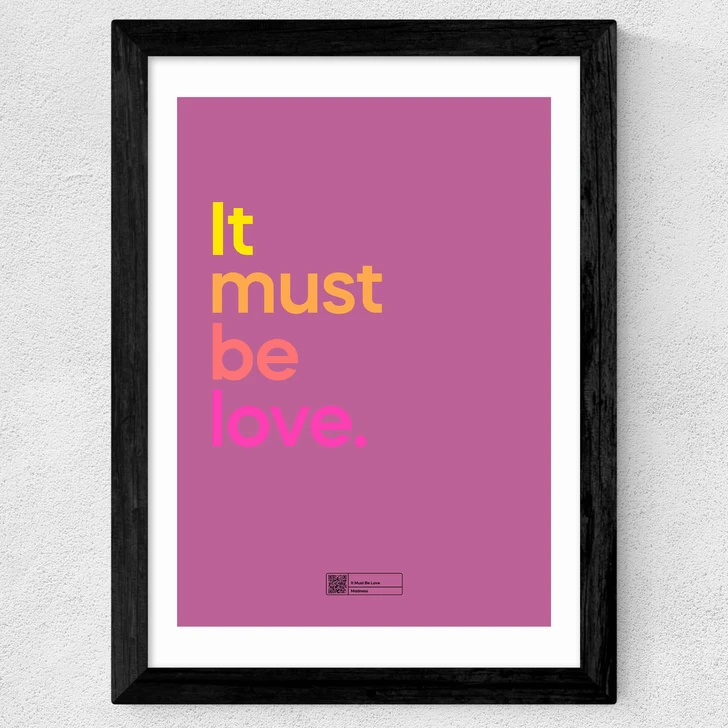 It Must Be Love by Say It With Songs Wide Black Frame