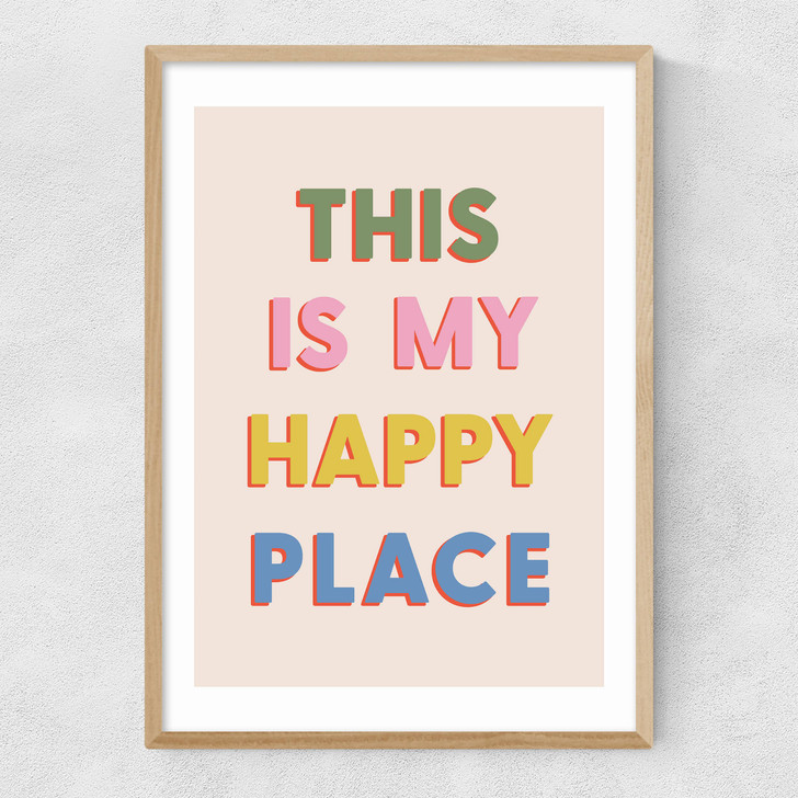 This Is My Happy Place Narrow Oak Frame