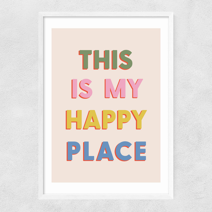 This Is My Happy Place Narrow White Frame
