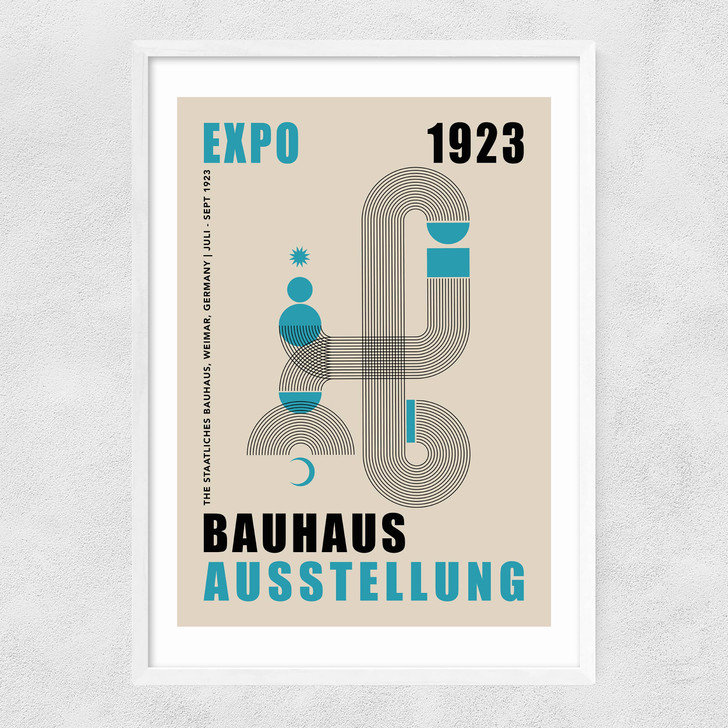 Blue Bauhaus Narrow White Frame Blue Bauhaus Narrow White Frame