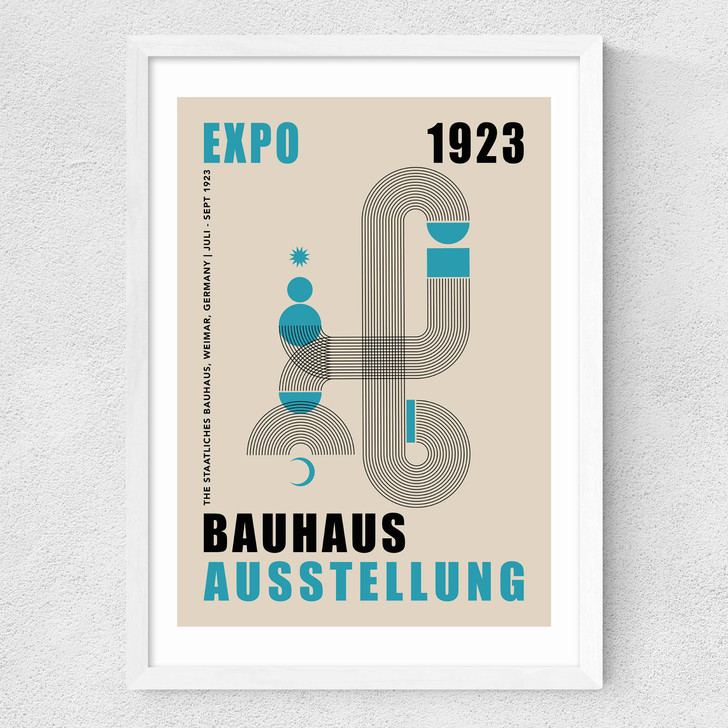 Blue Bauhaus Medium White Frame Blue Bauhaus Medium White Frame