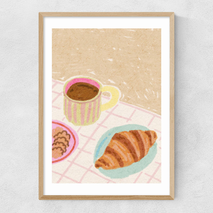 Coffee and Croissant Beige Blush Narrow Oak Frame Coffee and Croissant Beige Blush Narrow Oak Frame
