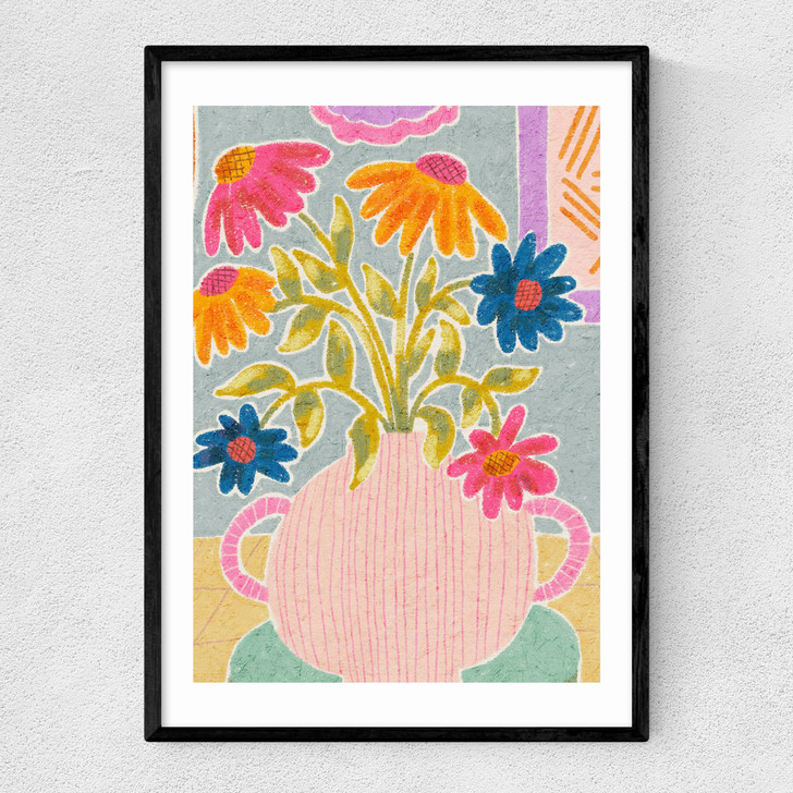 Coneflowers in a Vase Narrow Black Frame Coneflowers in a Vase Narrow Black Frame