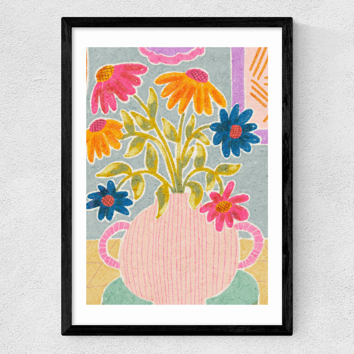 Coneflowers in a Vase Medium Black Frame Coneflowers in a Vase Medium Black Frame