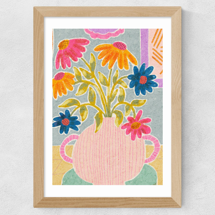 Coneflowers in a Vase Wide Oak Frame Coneflowers in a Vase Wide Oak Frame