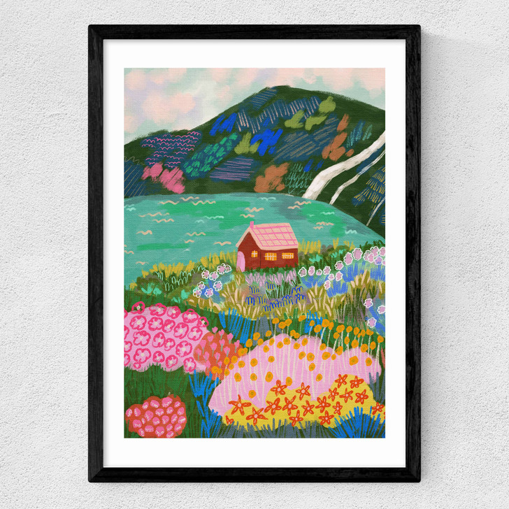 House by the Lake Medium Black Frame