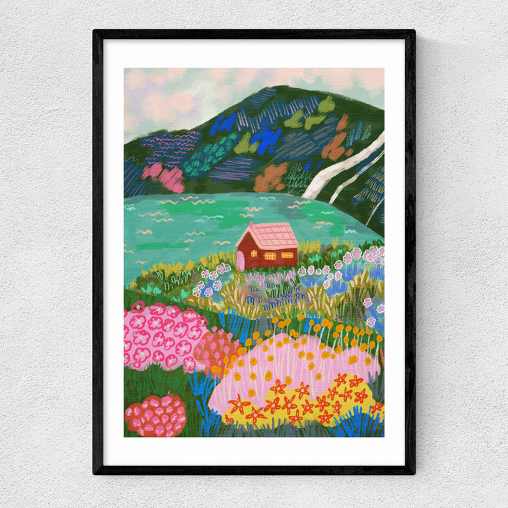 House by the Lake Narrow Black Frame