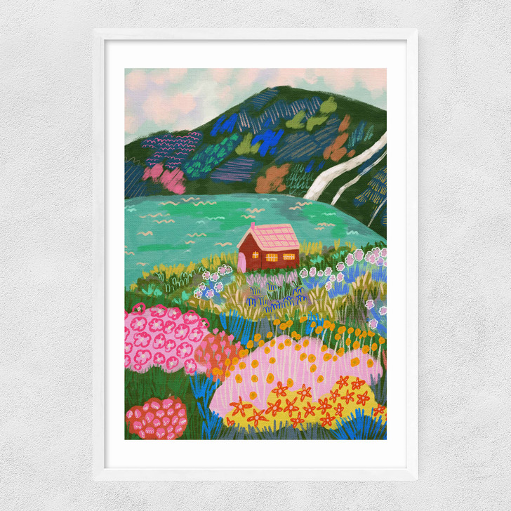 House by the Lake Narrow White Frame