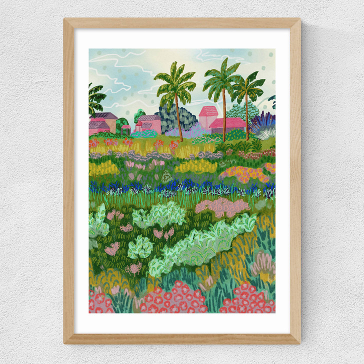 Paddy Ricefield Medium Oak Frame