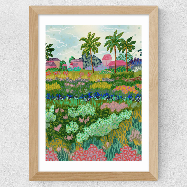 Paddy Ricefield Wide Oak Frame