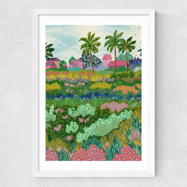 Paddy Ricefield Medium White Frame