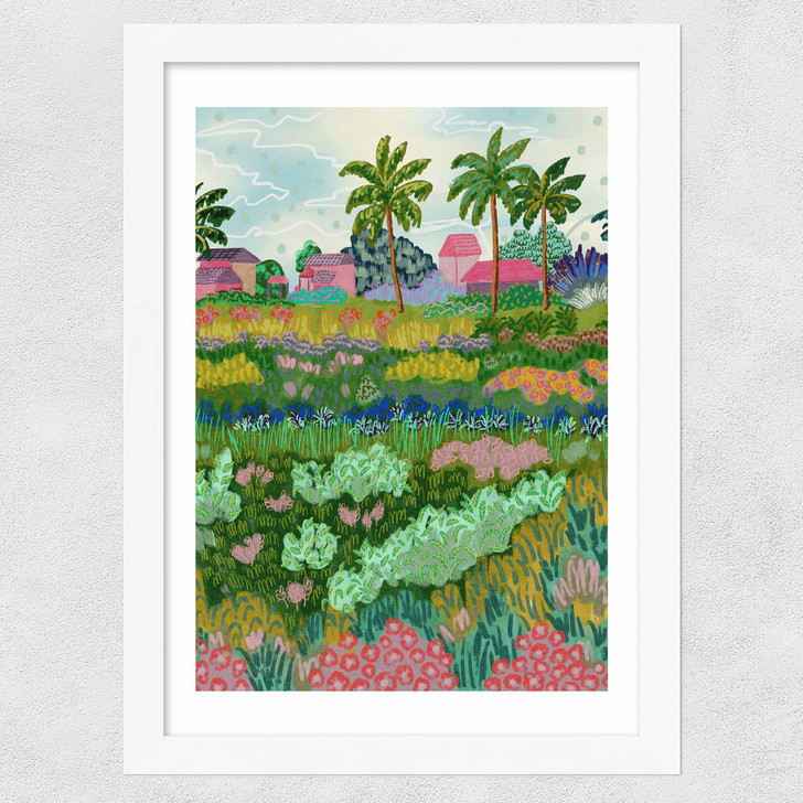 Paddy Ricefield Wide White Frame