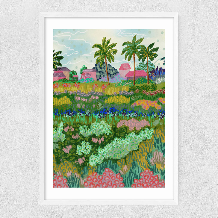 Paddy Ricefield Narrow White Frame