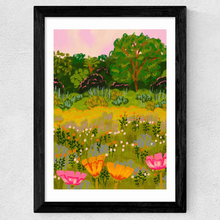 Poppies Garden Wide Black Frame