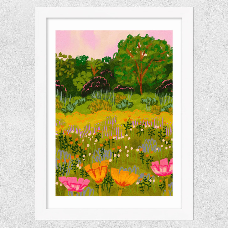 Poppies Garden Wide White Frame