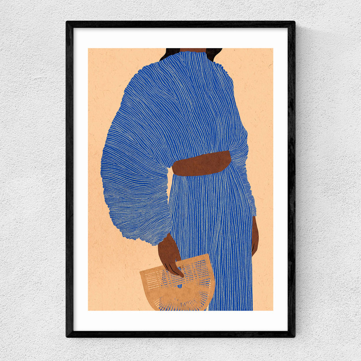 Plisse Bleu Narrow Black Frame