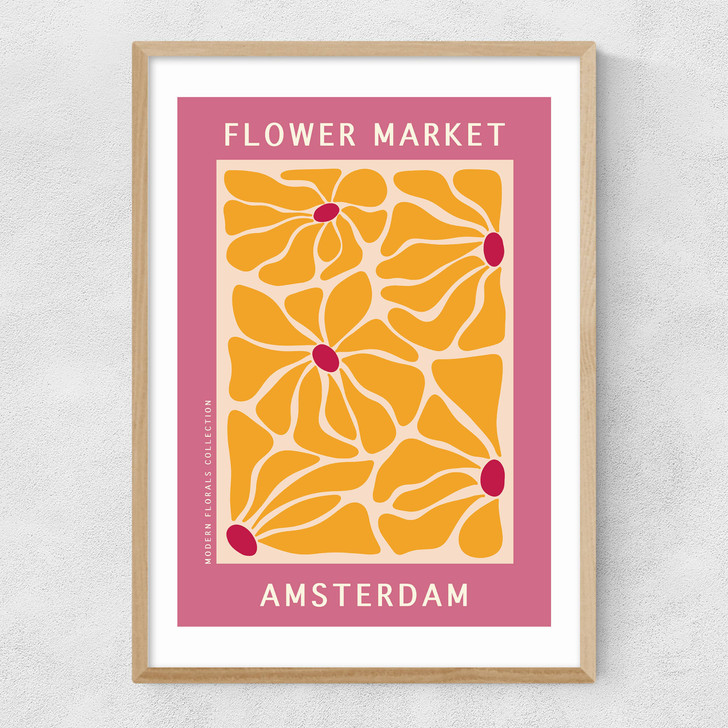 Amsterdam Flower Market Narrow Oak Frame Amsterdam Flower Market Narrow Oak Frame