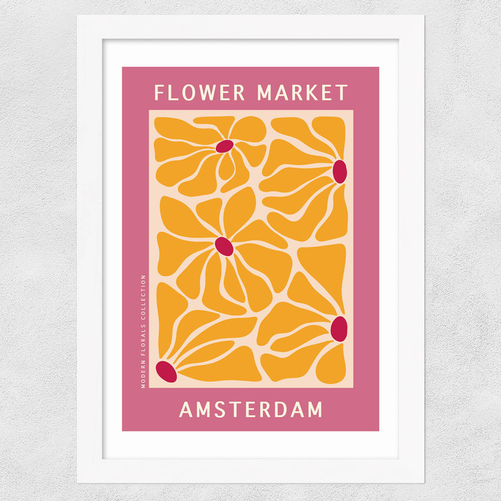 Amsterdam Flower Market Wide White Frame Amsterdam Flower Market Wide White Frame