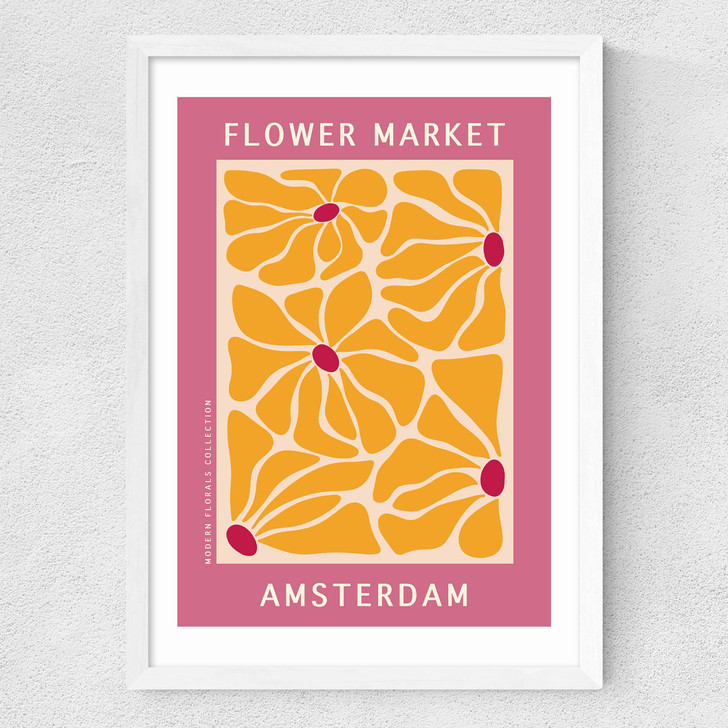 Amsterdam Flower Market Medium White Frame