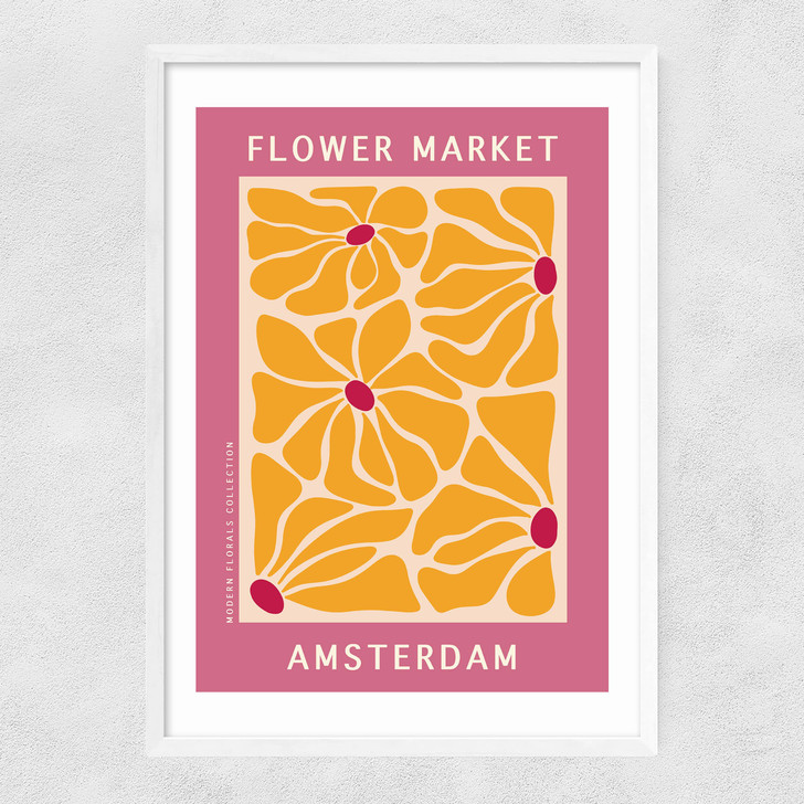 Amsterdam Flower Market Narrow White Frame