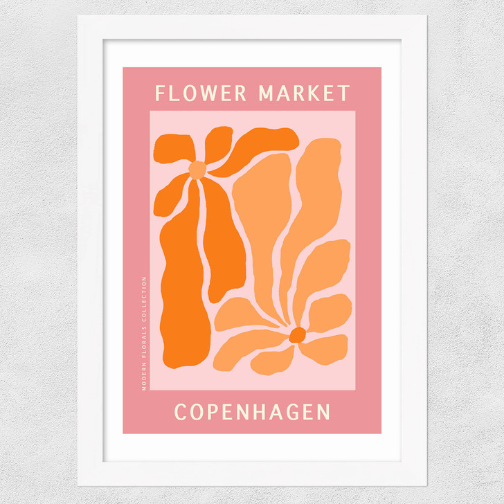 Copenhagen Flower Market Wide White Frame