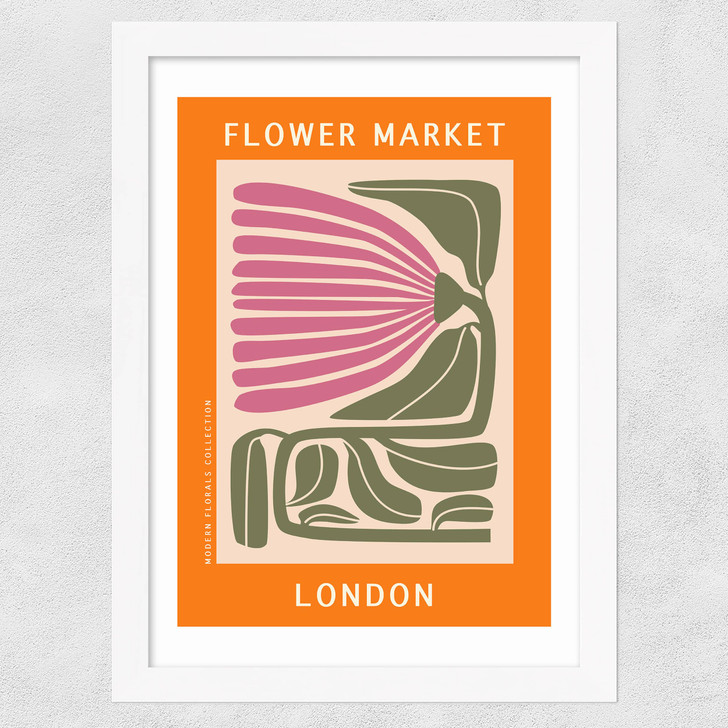 London Flower Market Wide White Frame
