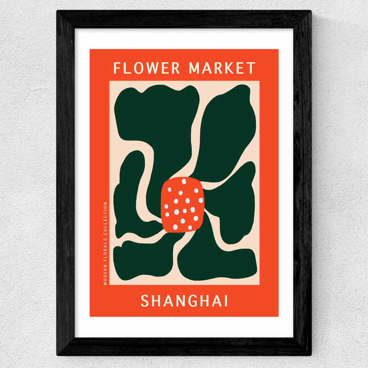 Shanghai Flower Market Wide Black Frame Shanghai Flower Market Wide Black Frame