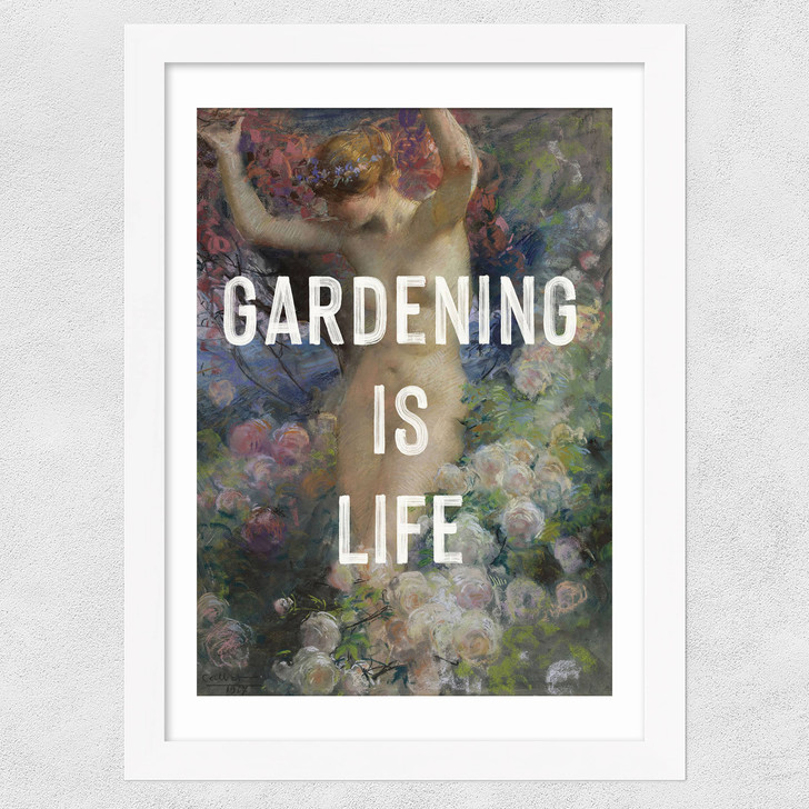 Gardening Is Life Wide White Frame