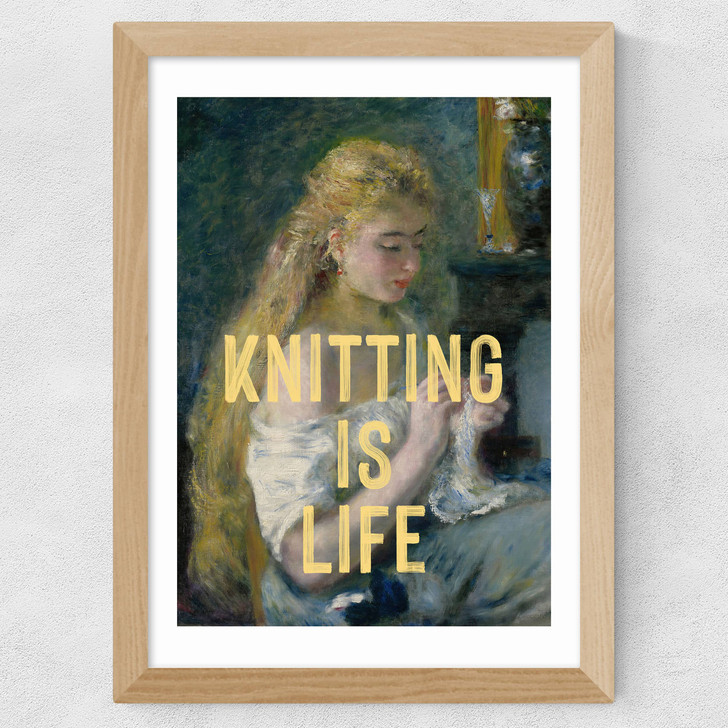 Knitting Is Life Wide Oak Frame Knitting Is Life Wide Oak Frame