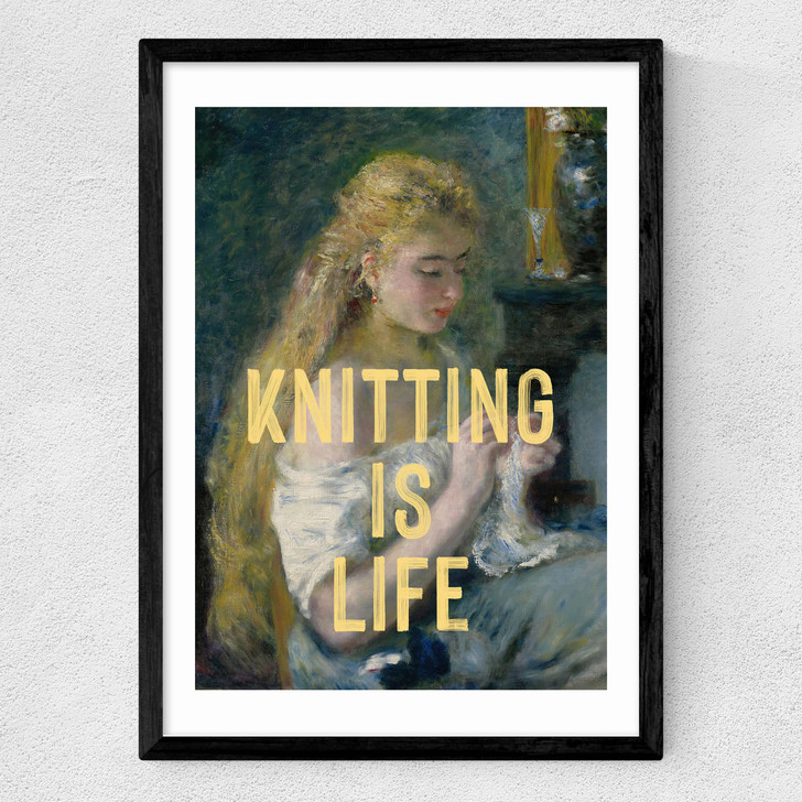 Knitting Is Life Medium Black Frame