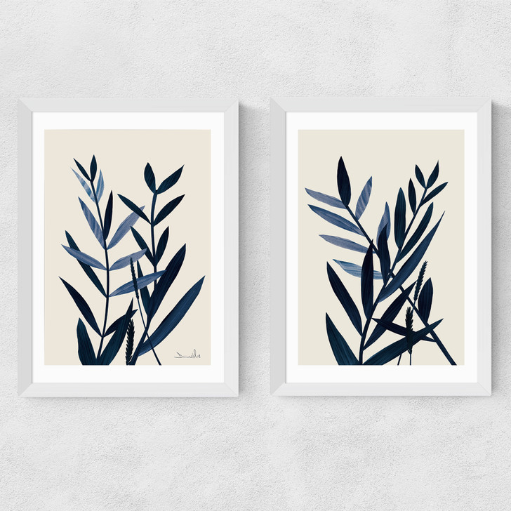 Blue Plant Twin Set Medium White Frame
