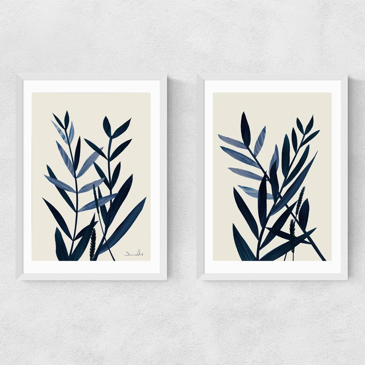 Blue Plant Twin Set Narrow White Frame