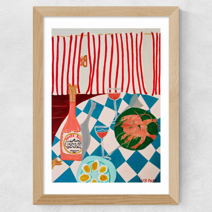 Shrimps And Champagne Wide Oak Frame Shrimps And Champagne Wide Oak Frame