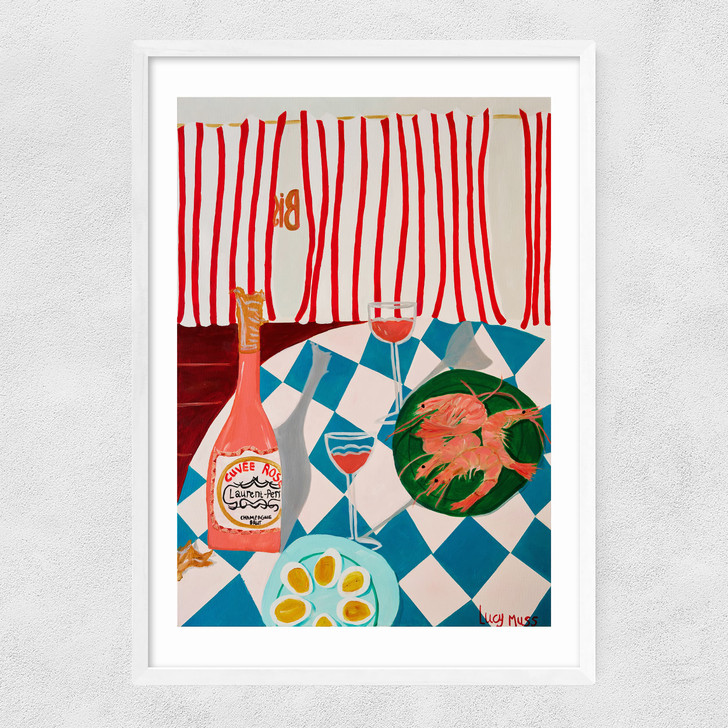 Shrimps And Champagne Narrow White Frame Shrimps And Champagne Narrow White Frame