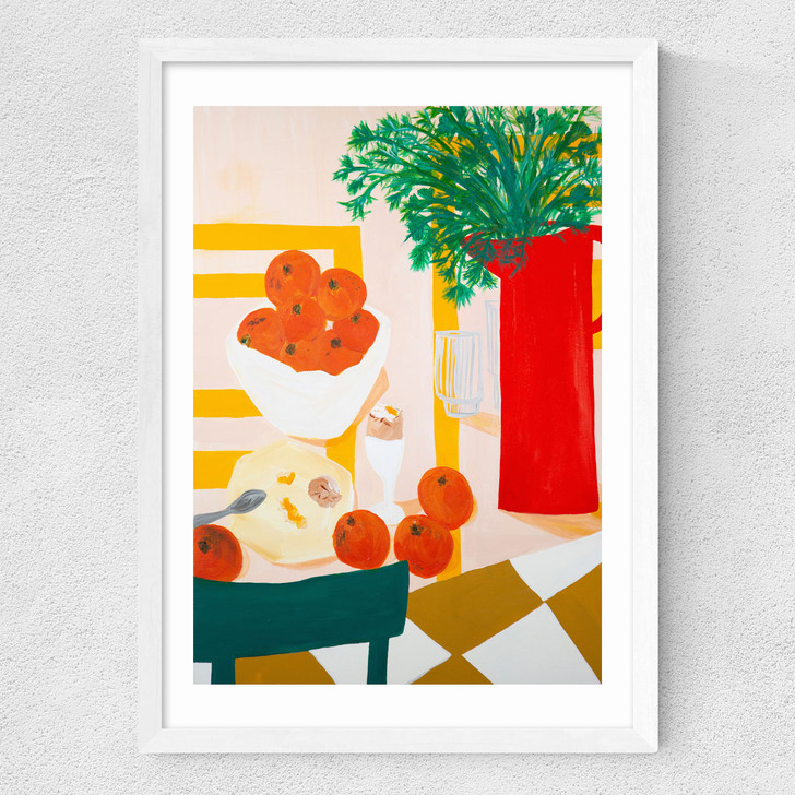 oeuf ala coque art print by lucy muss in white frame